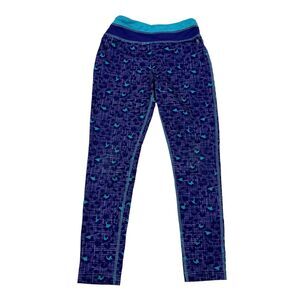 JK TECH Girls Size M Purple Blue Animal Print Plaid Activewear Leggings Stretch